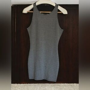 MANGO | Black and White Striped Sleeveless Tank Dress | NWOT | Sz:S (4 US)